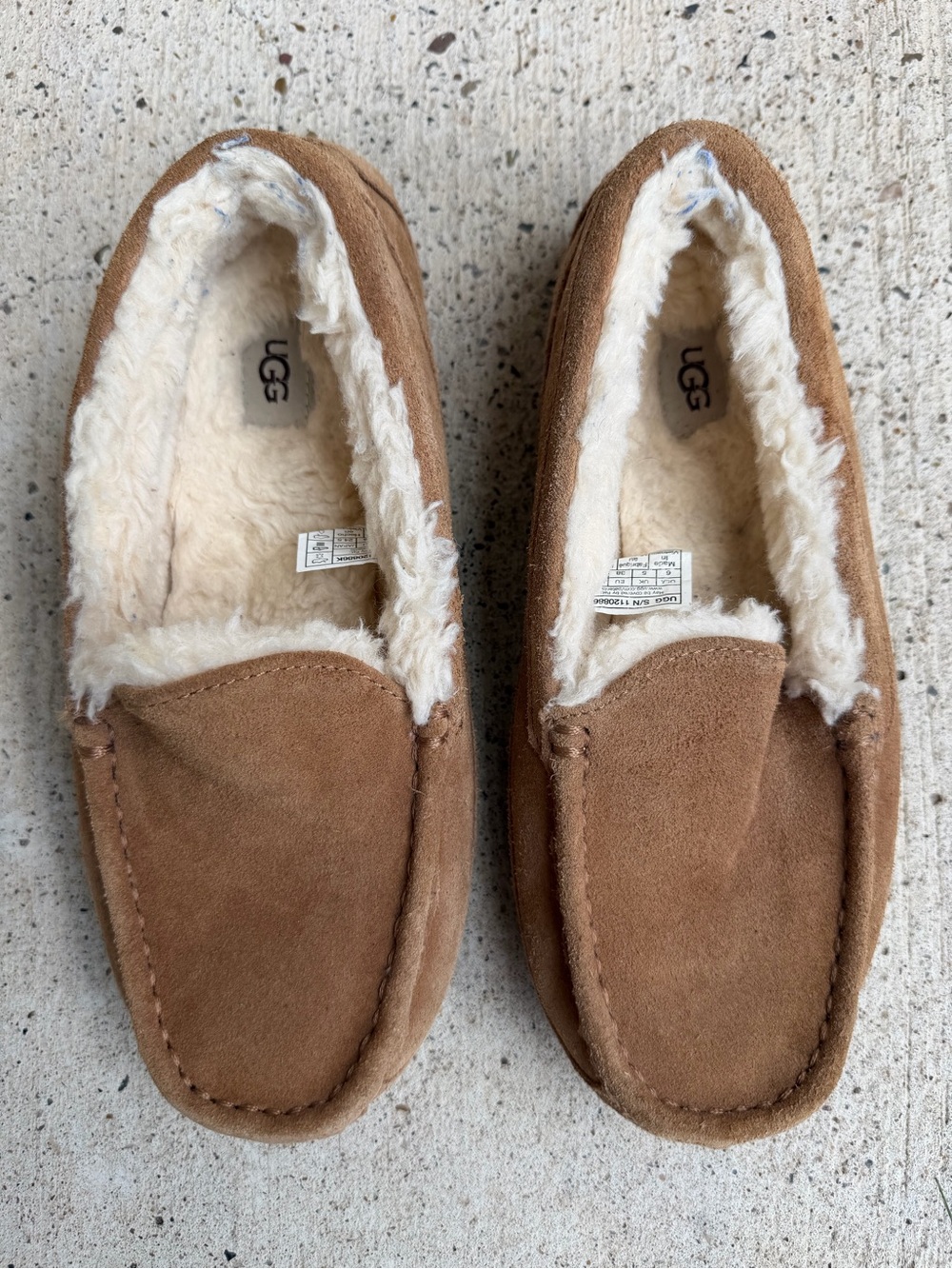UGG Ansley Chestnut Suede Moccasin Slippers Womens 7.5 8 Youth 6